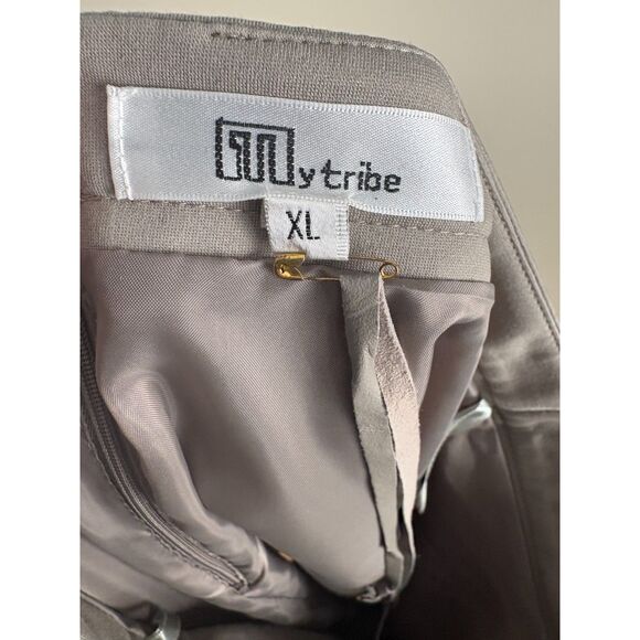 NWT My Tribe Gray Leather Front Midi Skirt XL Versatile Polished Timeless - Picture 3 of 5